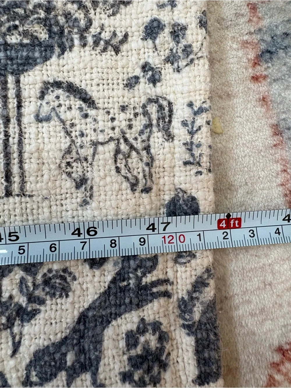 Cottagecore English Countryside Horse Throw Blanket Fringe Blue Cream 48” x 58”